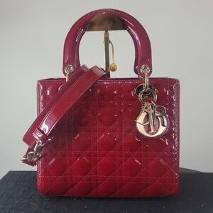 •CHRISTIAN DIOR• Cannage Quilted Patent medium